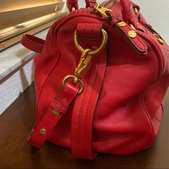 Marc By Marc Jacobs Leather Red Crossbody Shoulder Hand Bag With Gold Hardware - Picture 4 of 15